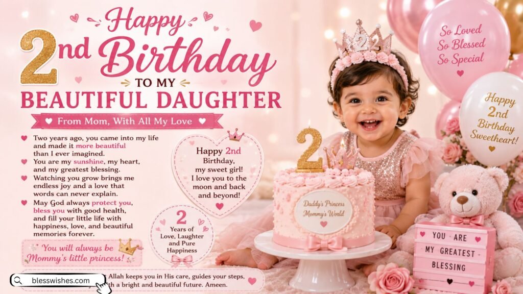 2nd Birthday Wishes from Mom to Daughter