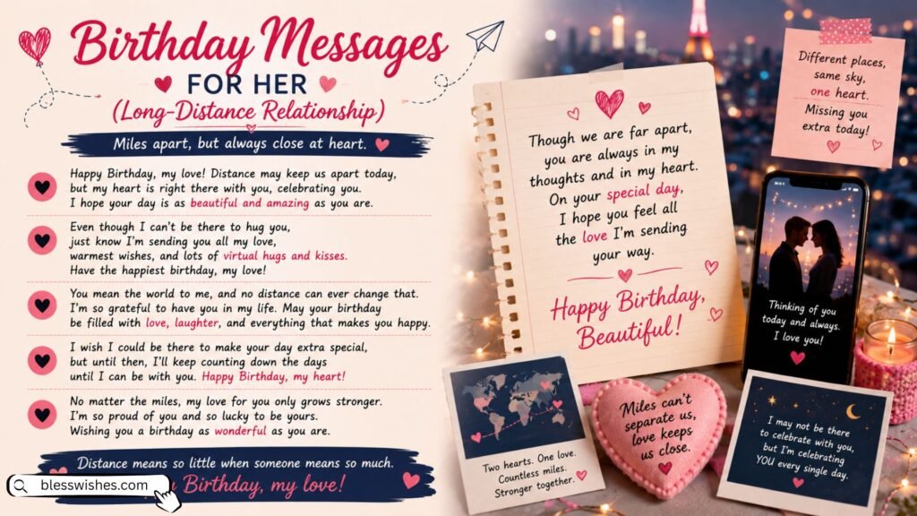 Birthday Messages for Her (Long-Distance Relationship)