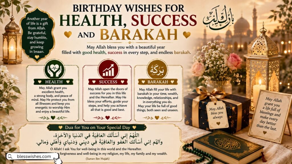 Birthday Wishes for Health, Success and Barakah