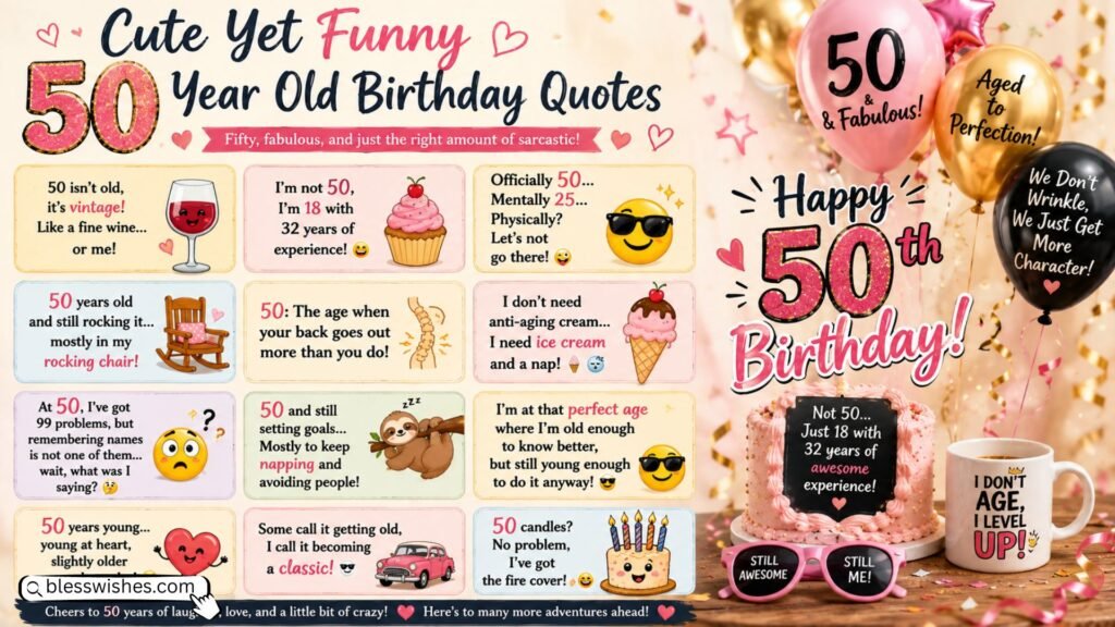 Cute Yet Funny 50 Year Old Birthday Quotes