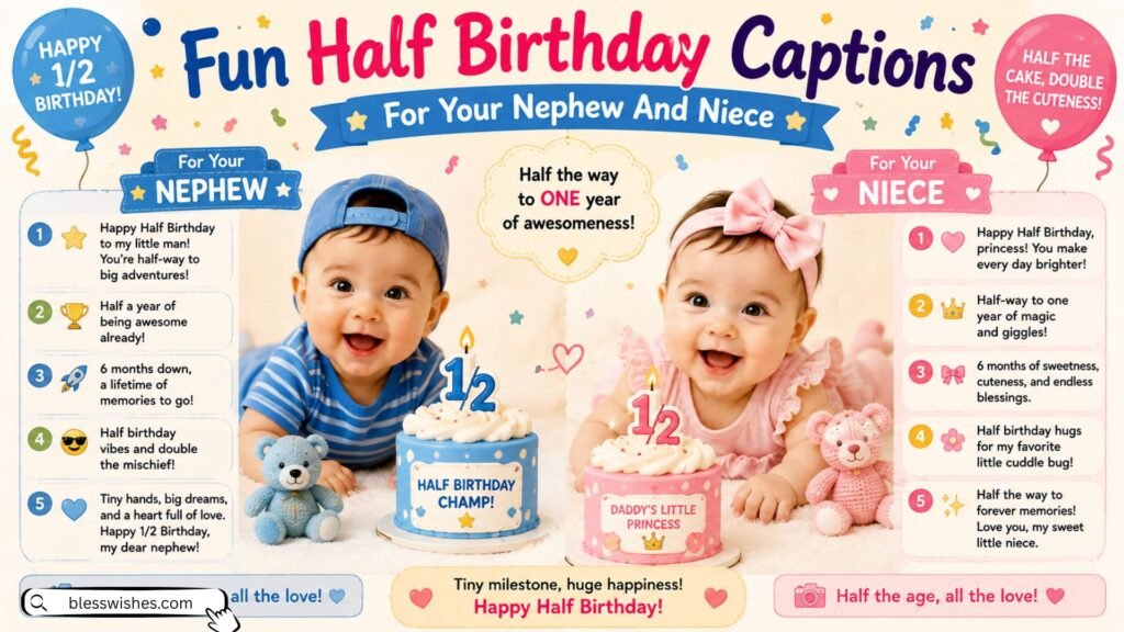 Fun Half Birthday Captions For Your Nephew And Niece