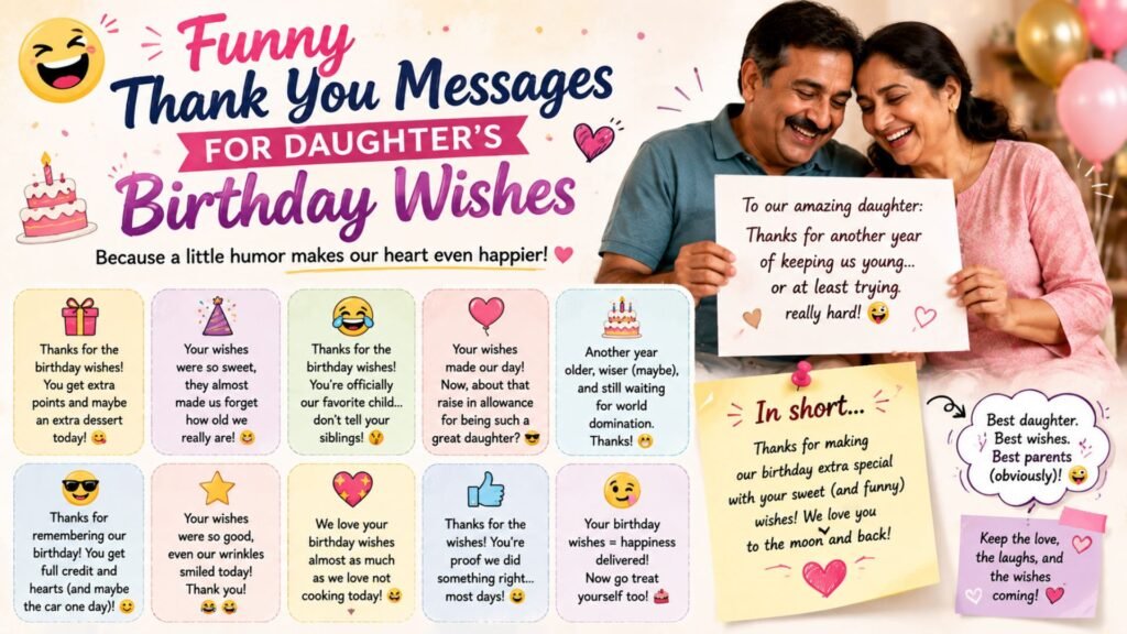 Funny Thank You Messages for Daughters Birthday Wishes