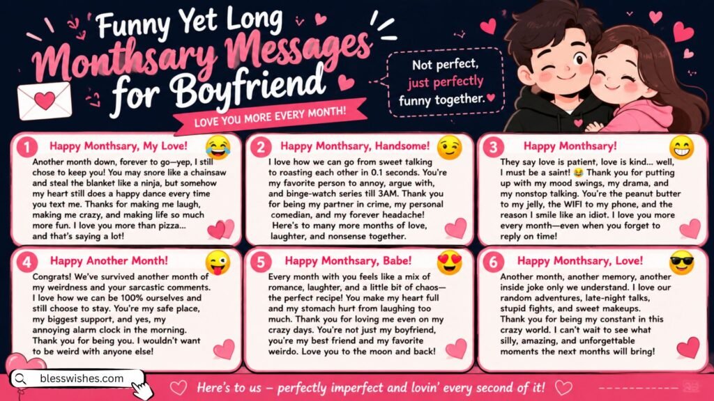 Funny Yet Long Monthsary Messages for Boyfriend