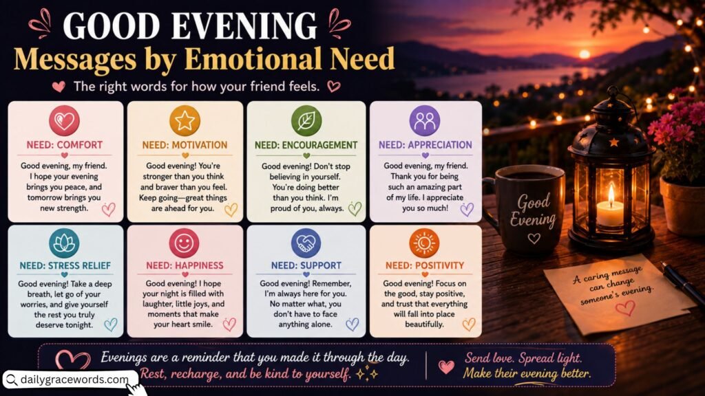 Good Evening Messages by Emotional Need