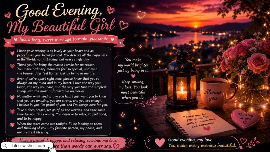 Long Sweet Good Evening Message to Make Her Smile