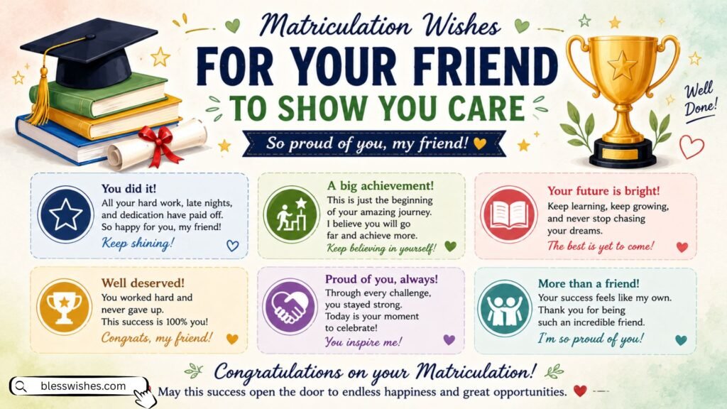 Matriculation Wishes for Your Friend to Show You Care