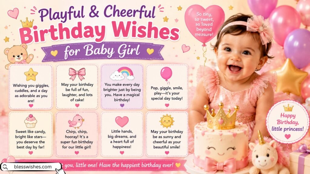 Playful & Cheerful Birthday Wishes for Baby Girl