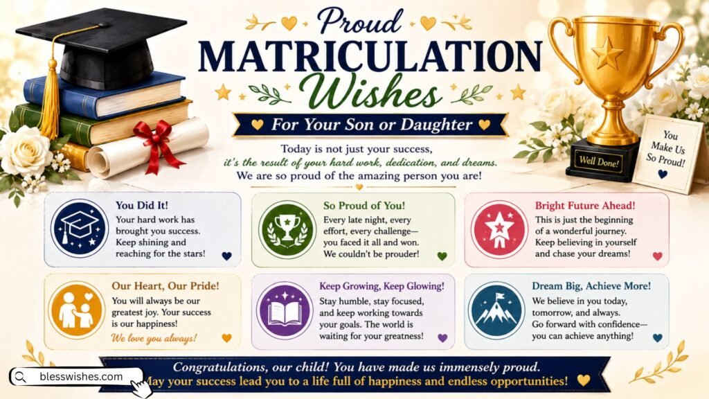 Proud Matriculation Wishes for Your Son or Daughter