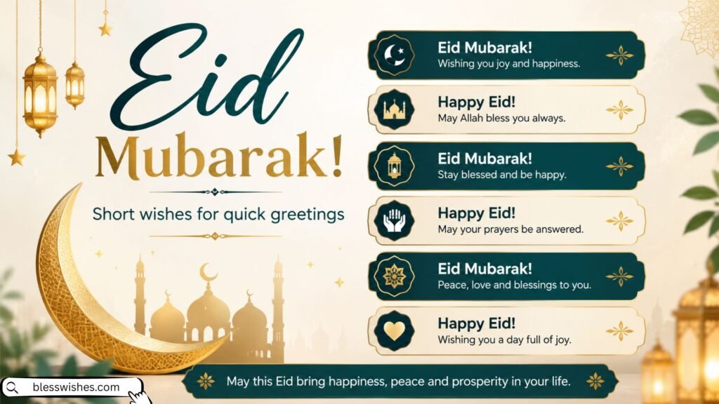Short Eid Mubarak Wishes for Quick Greetings