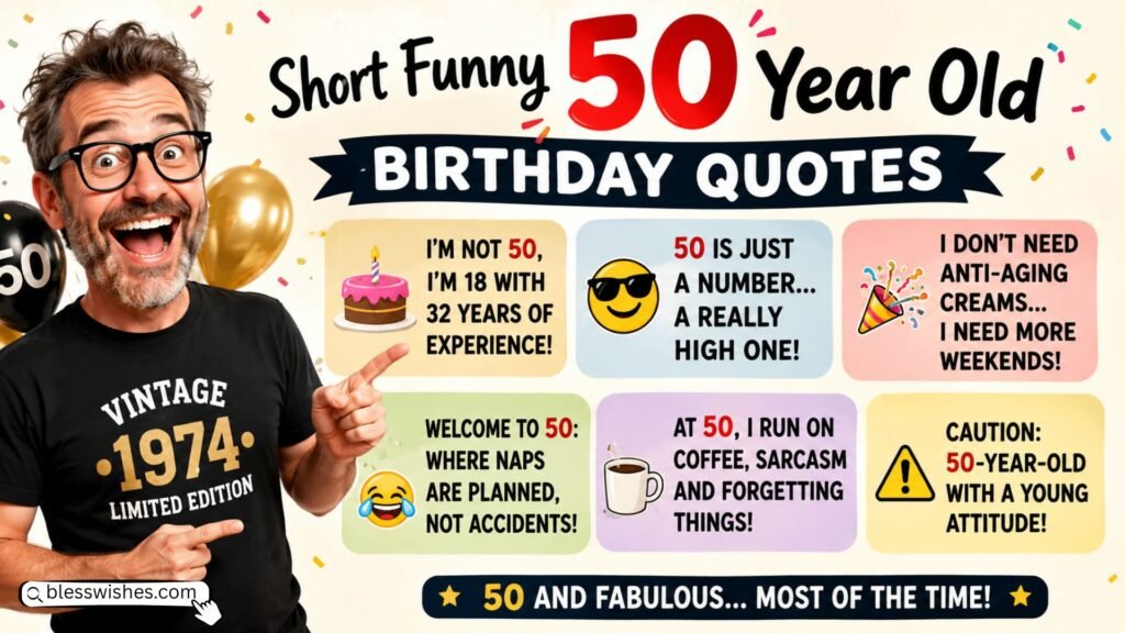 Short Funny 50 Year Old Birthday Quotes