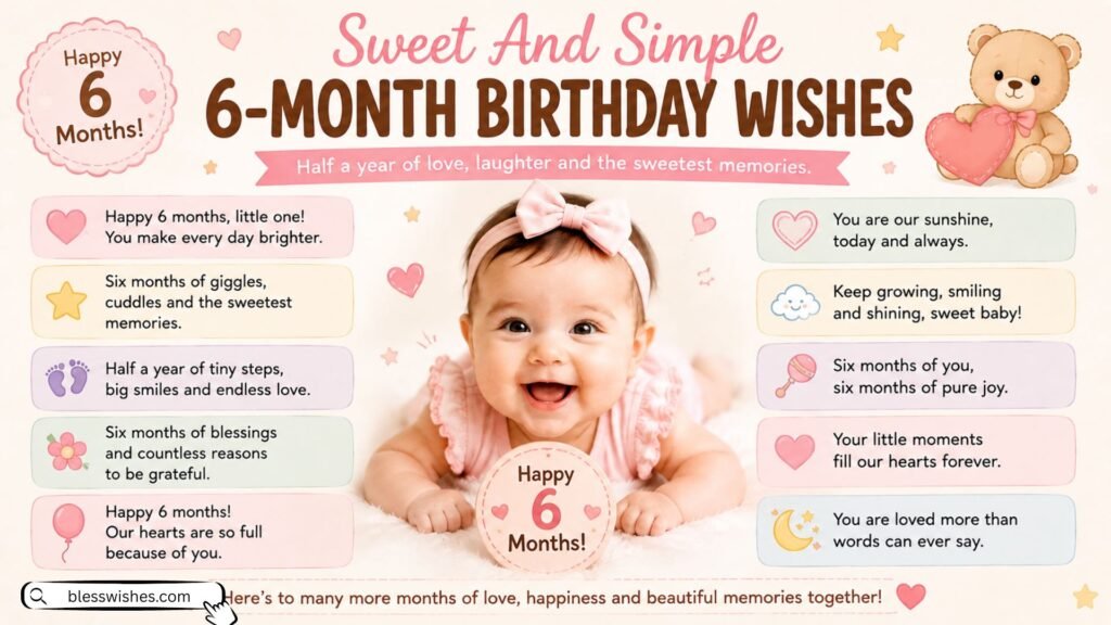 Sweet And Simple 6-Month Birthday Wishes